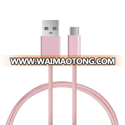 Rose Gold USB C Cable/Type C to USB 2.0 Nylon Braided Fast Charger Cord