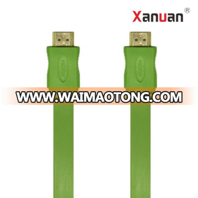 XANUAN Flat PVC colorful  HDMI 1.4V Cable 4K Gold-Plated HDMI to HDMI Cord Supports UHD FHD 3D Ethernet